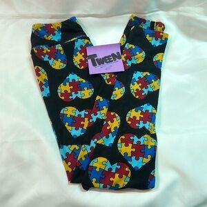 TWEEN Lularoe Legging // Autism Awareness Heart Print